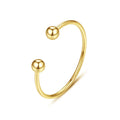 CZCITY Trendy Adjustable 925 Sterling Silver Finger Rings for Women Ball Simple Minimalist Open Gold Ring
