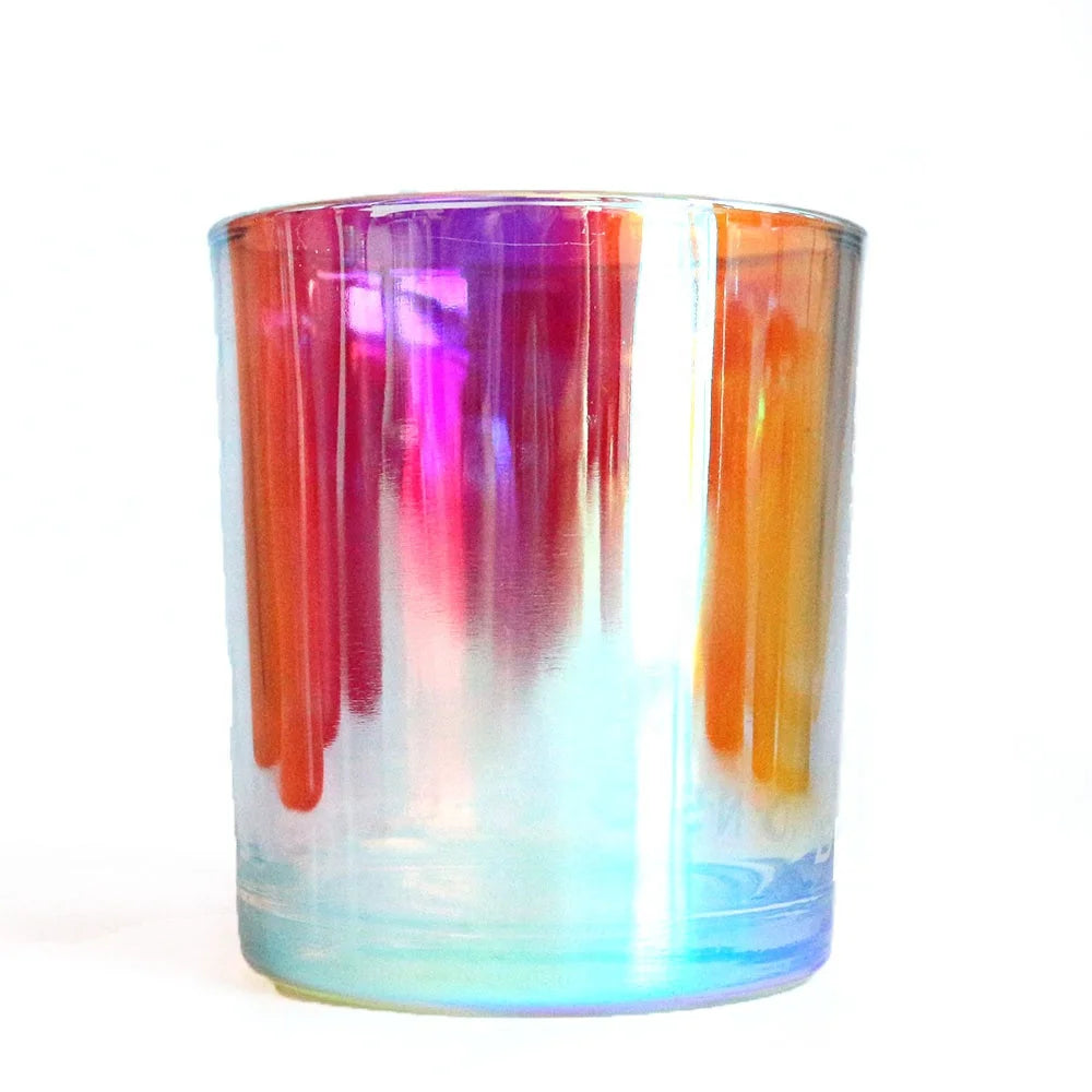 FENGJUN Festive Holiday Glass Candle Jar Bright Colors for Seasonal Christmas Decor Elegant Lantern Vessel Holder