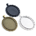 30x40mm Inner Size Vintage Floral Pendant Oval Cabochon Blank Base Setting Charms DIY Jewelry Bezel Trays Supplies