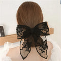 MIO Fashion Women Girls Cute Hairpins Lace Hair Bow Ribbon Hair Clip Black White Hair Accessory