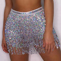 Women Festival Tassel Wrap Skirts Belly Dance Sequin Fringe Hip Scarf Skirt