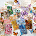 40pcs Per Pack Butterfly Nature Series PET Sticker Pack Retro Art Handbook DIY Decorative Stationary Decorative Decor