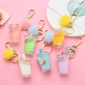 Sezzle Creative Plastic Acrylic UV Printed Pendant Oil Liquid Quicksand Crystal Ball Unicorn Floating Car Keychain 3.5x6cm