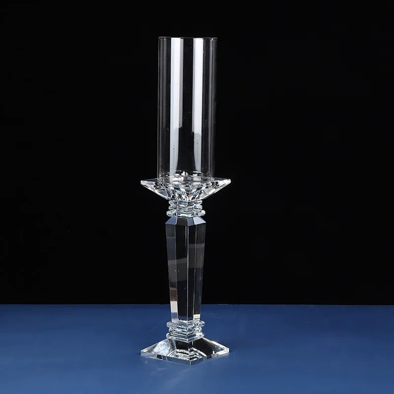 Single Simple Crystal Candle Holder Table Decoration Glass Candle Jar for Home Wedding