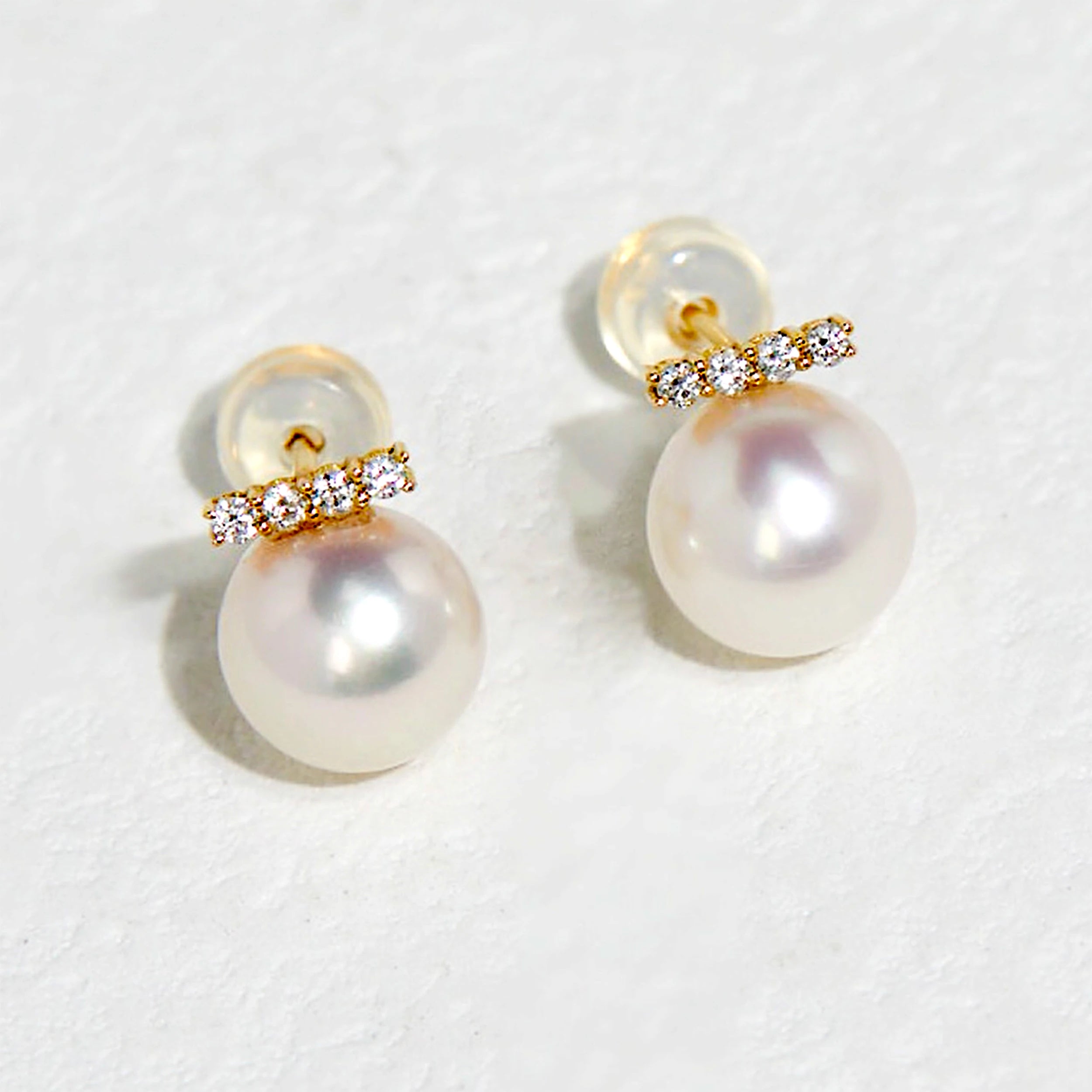 Premium Masterpiece 18K Gold Real Diamond Seawater Akoya Pearl Stud Earrings AAAAA Grade Women Bridal Jewelry Custom