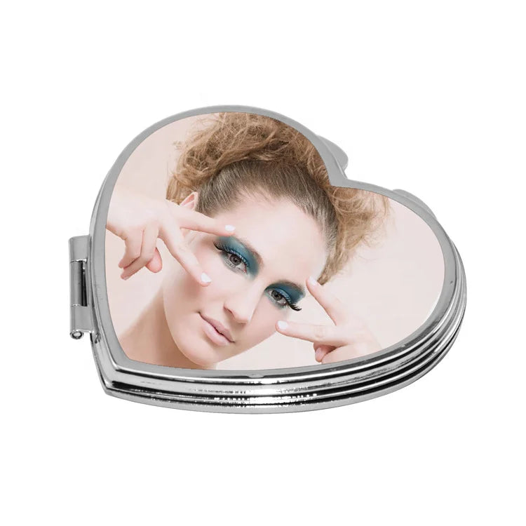 Sublimation Blank Heart-Shape Pocket Mirror for Weddings Birthdays-Modern Metal for Cosmetic/Makeup/Advertising Gifts