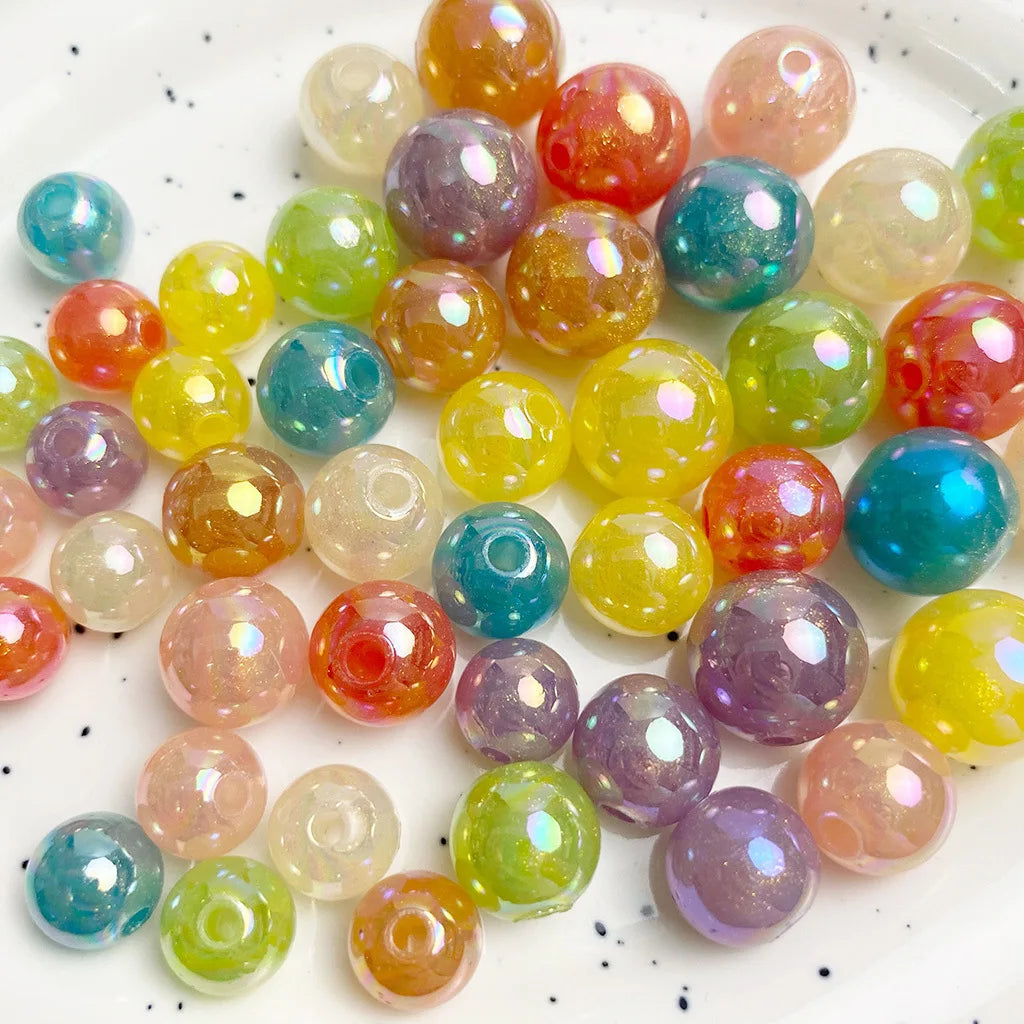 500g 10mm 12mm 14mm AB Colorful Loose Beads Round Solid Color Bubblegum Loose Spacer Acrylic Plastic Lucite Beads
