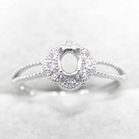 Semi Mount 4*5mm Sterling Silver Ring Frame Empty Blank Support Claw Setting S925 Base Holder Without Center Stone for DIY Inlay