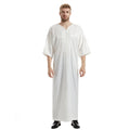 2024 New Middle East Muslim Men's Mid Sleeved Embroidered Robe Moroccan Robe Arab Men's Solid Color Clothing