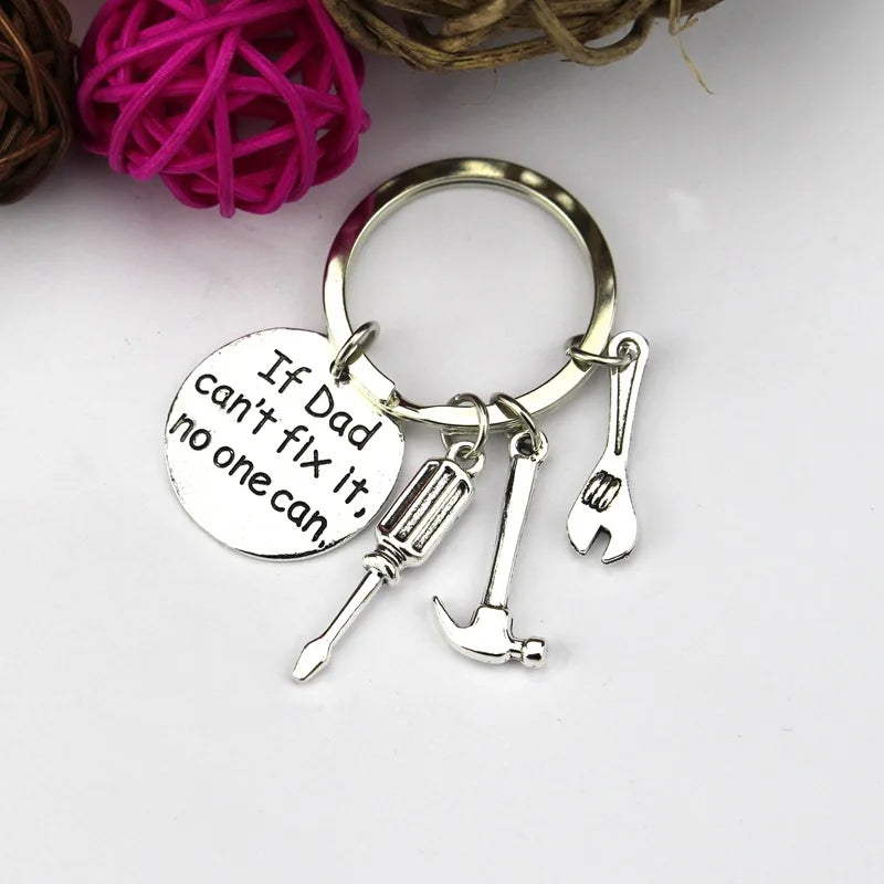 Father's Day Gift Men Keychain Fashion Accessories "If Dad Can't Fix It No One Can" Keyring Gadget Metal Key Chains Dad Keychain