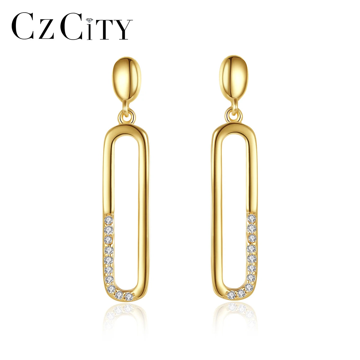 CZCITY Woman Earing Elegant Jewellery Silver Long Drop Simple Metal CZ 925 Fine Jewelry Trend Earring 2026