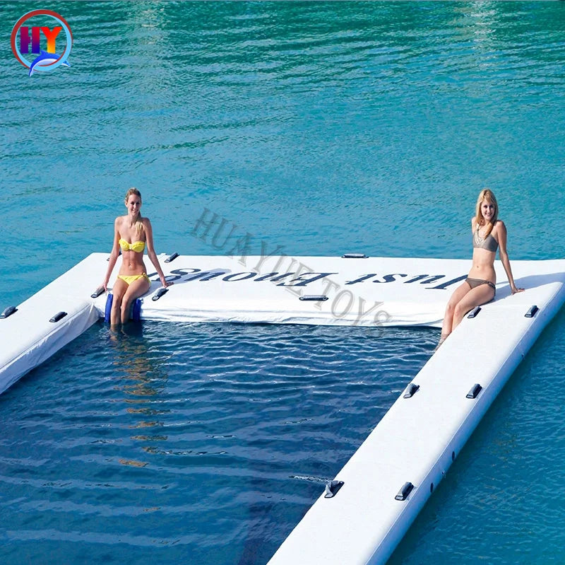 Inflatable PVC DWF Materials Floating Swimming Pool on Sea Pool for Yacht Boats With Jellyfish Protect Net
