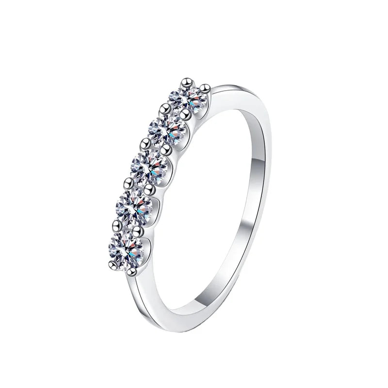 Factory Wholesale Fine Jewelry Vvs D Color Moissanite Ring 0.5Carat S925 Sterling Silver Wedding Engagement Ring for Women