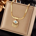 2023 New Fashion Snake Chain 18k Gold Plated Tarnish Free Stainless Steel Devil Eye Tassel Necklace for Women MegaBDM