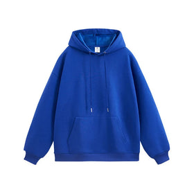 Autumn and Winter Pure Cotton Pullover Sweater Men's Thickened Fleece Loose Solid Color Hoodie