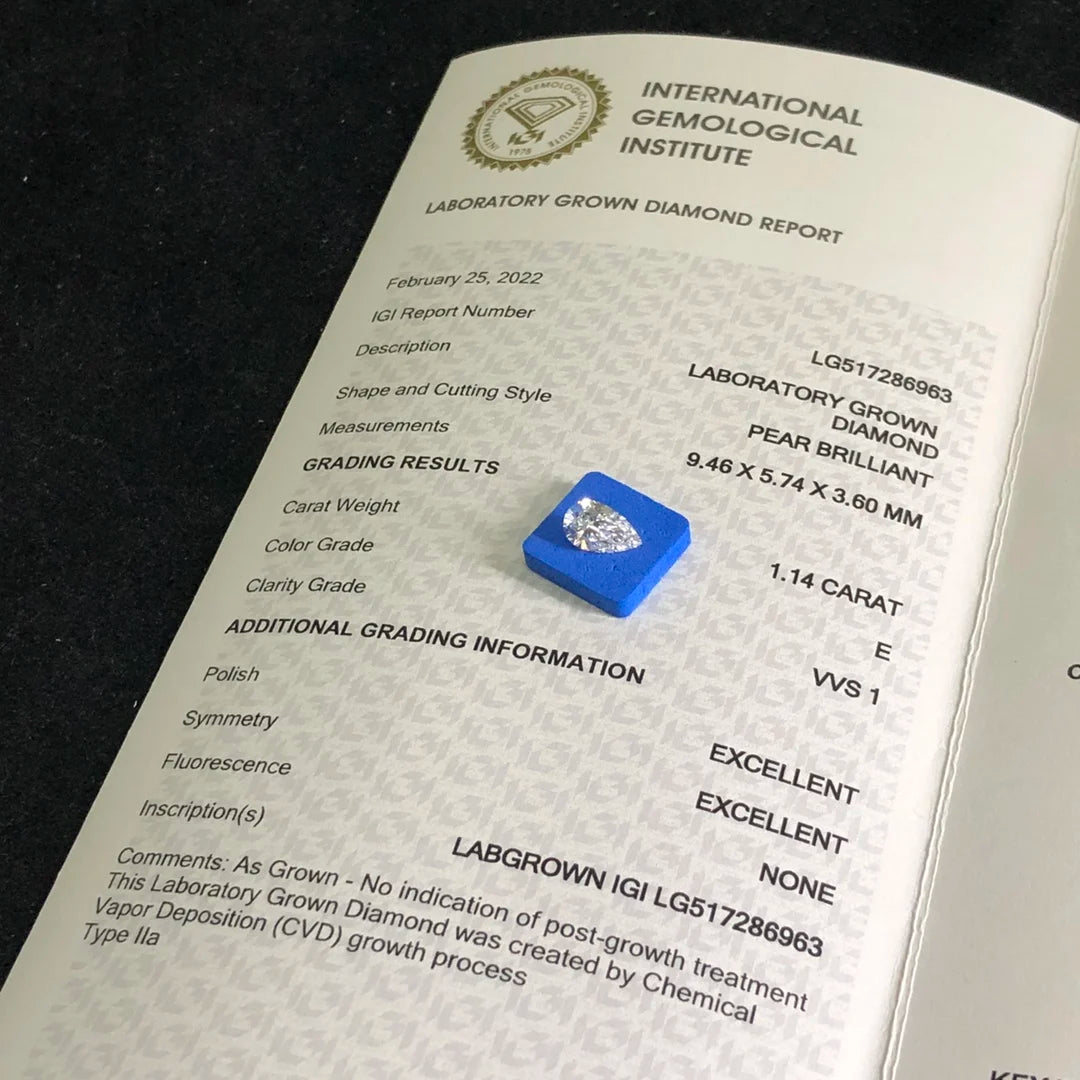 IGI  Certified 1.14ct  E VVS1 Wholesale Lab Created Diamond CVD Lab Grown Diamond