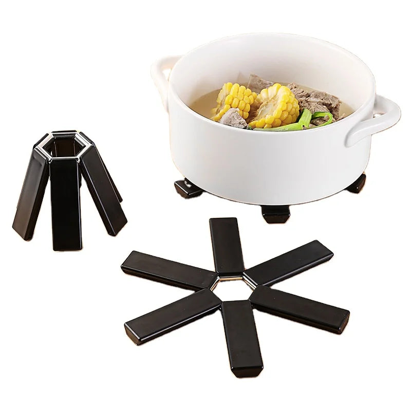 Black Foldable Non-slip Heat Resistant Placemat Trivet Pan Pad Pot Holder Mat Coaster Folding Heat Insulation Pad
