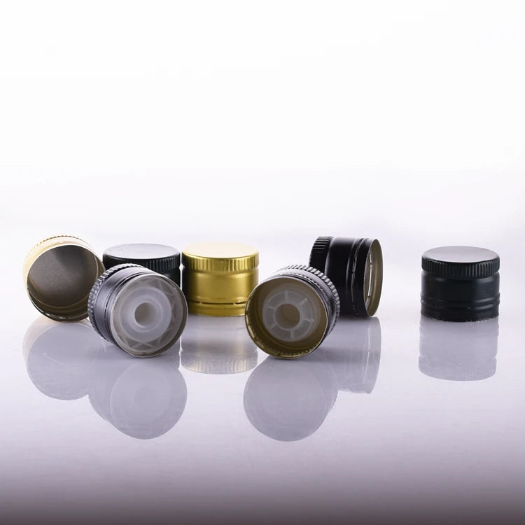 Bulk Aluminum Lid With Plastic Pourer Insert Tamper Evident Pourer Cap 31.5X24mm for Olive Oil Glass Bottle
