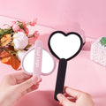 Zonyin Custom Logo Handheld Cosmetic Mirror Wholesale Portable Pink Heart Design Cute Small Girls Makeup Mirror