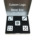 Custom Bulk Metal Hollow Solid Roll Teaching Dice Games Box Case Set Tray Personalized Printed 6 Sides Stainless Steel Mini Dice