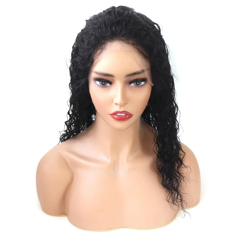 Indian Human Hair 14 Inches Wavy 1B Color Full French Lace with Stretch in Middle Transparent Handmade Wig 120% Density