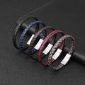 New Design Matte Silver Stainless Steel Vintage Genuine Leather Bracelet for Men Custom Logo
