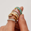 Fashion Stainless Steel Couple Rings 2025 Trend Non Fading Jewelry Wholesale Colored Zirconia Ring