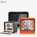 Embers 2024 New V-Series Leather Watch Winder 8 Slots Black Green Orange LED Light Touch Screen Control Luxury