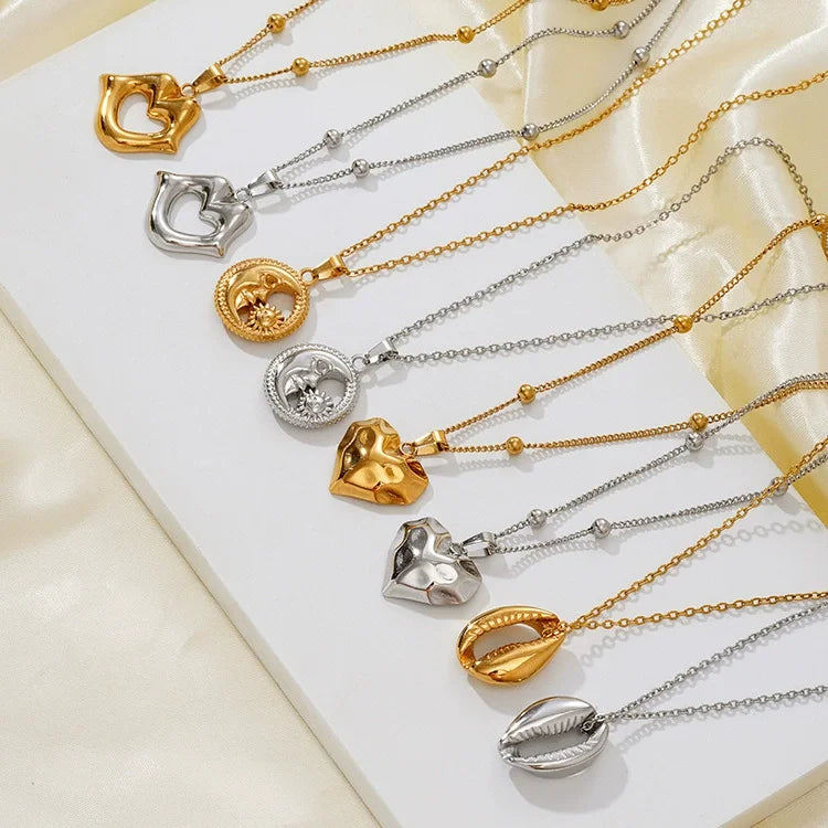 18K Gold Stainless Steel Fashion Pendant Necklace Ladies Cross-Border Ins Net Red Europe United States Explosion-Style Jewelry