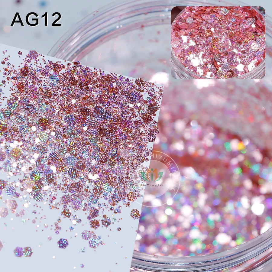 Bulk Hexagon Mix Chunky Glitters Holographic Embossed Striped Glitter Sequins for Tumbler Nails Christmas Decorations Manicure