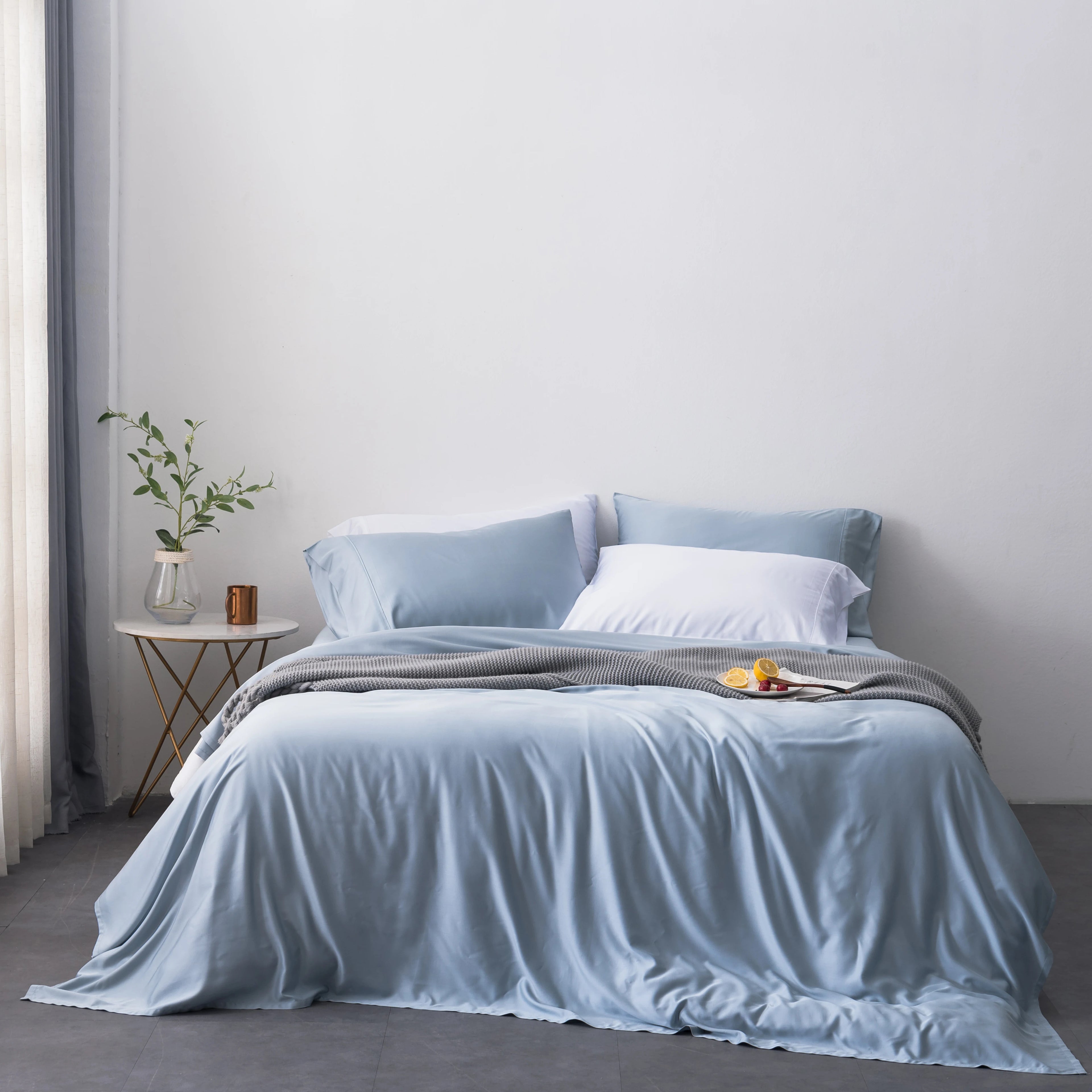 Bedding Set Cool 100% Organic Bamboo Wholesale Duvet Cover Feather White Customized Woven 60s 300TC Bamboo Queen Bed Sheet Sets