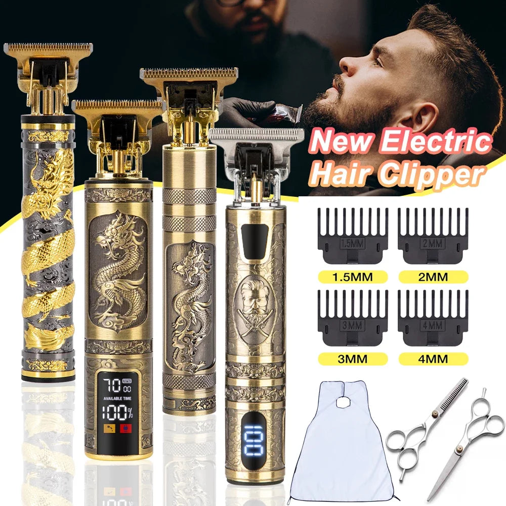 USB Rechargeable T9 Hair Clipper Electric Trimmer Cordless Shaver Trimmer 0mm Hair Clippers Men Professional Electric Trimmer Rv
