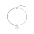 High Quality S925 Sterling Silver Light Luxury Full Diamond Hand Chain Love Heart Metal Lock Rectangular Pendant Bracelet