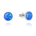 7mm Genuine Opal Stud Earrings 925 Sterling Silver Prong Set Gold Plated for Women Girls Trendy Style for Wedding Party Gift