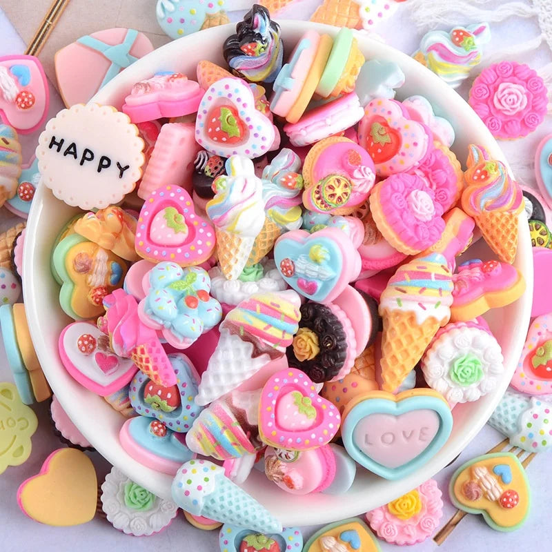 Paso Sico Kawaii Girls Cute Cake Cream Heart Resin Nail Art Accessories Other Nail Art Products Manicure DIY Accessories