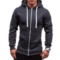 RNSHANGER New Men's Breathable Zipper Hooded Sweatshirts Casual Solid Color Autumn Loose Fit