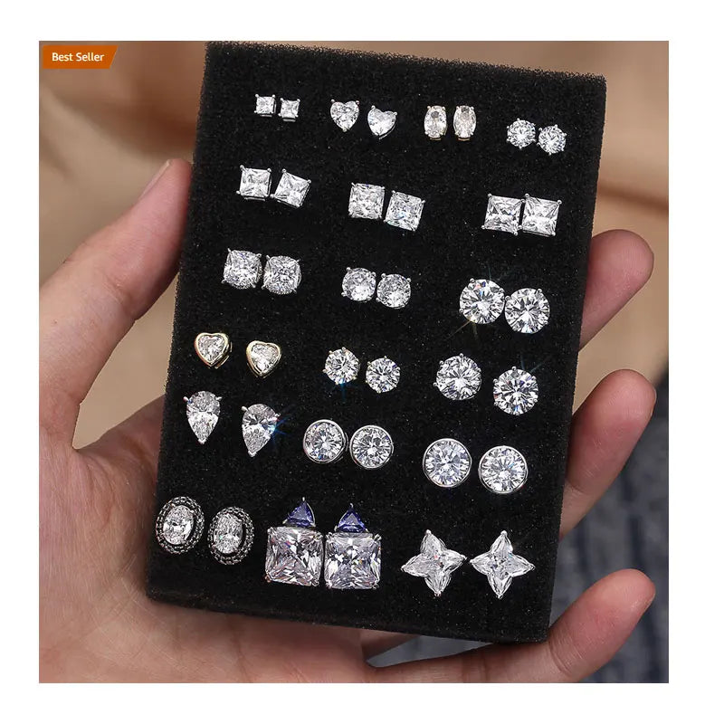 BSE-2 Wholesale Classic Four/Six Claw Setting 6mm Diamond Earrings 925 Sterling Silver 5A Zircon Women Earrings Fashion Jewelry