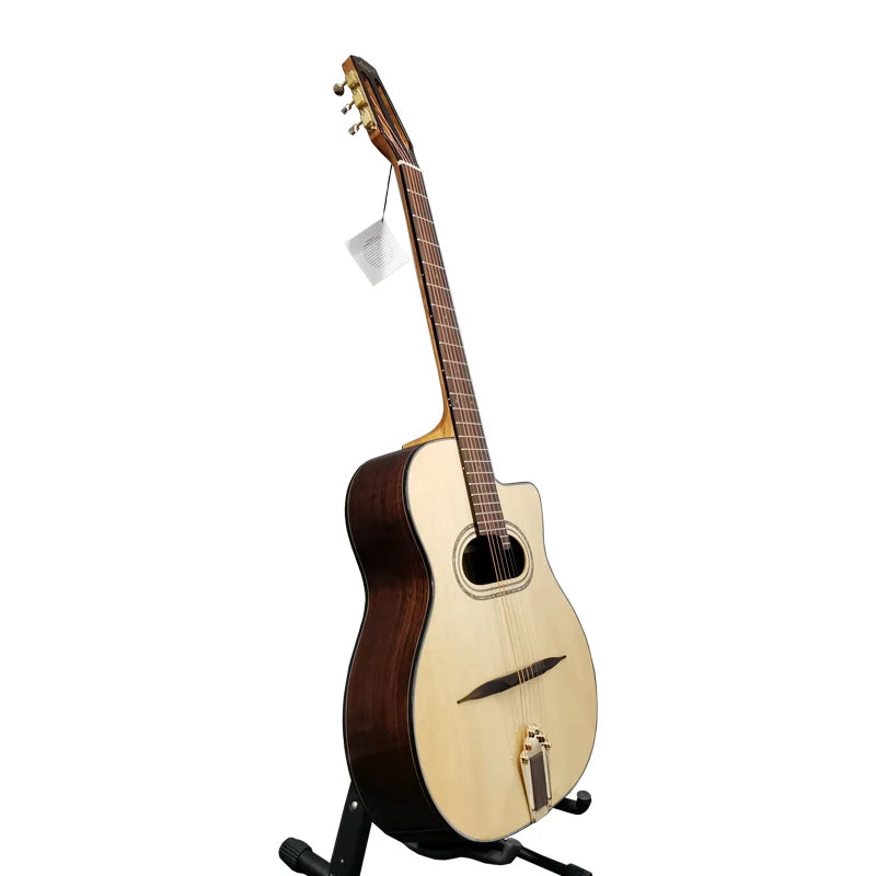 Aiersi  Brand Vintage Hand-made Acoustic Gypsy Jazz Guitar D-shaped Soundhole Big Mouth Archtop Bluegrass Musical Instrument