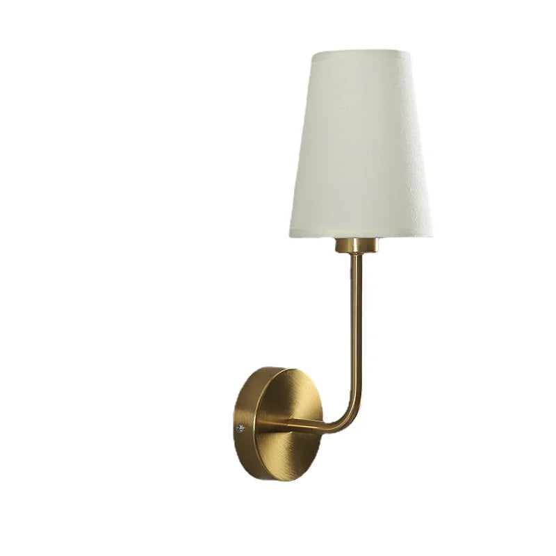 American Simple Gold Wall Light Modern Fabric Lampshade Metal Wall Lamp Bedroom Bedside Lamp Mounted TV Wall Sconce Lamp