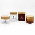 Eco-friendly 150g 250g 500g Plastic Jars with Bamboo Lid 8oz Amber Frosted Transparent Cosmetic Body Butter Container