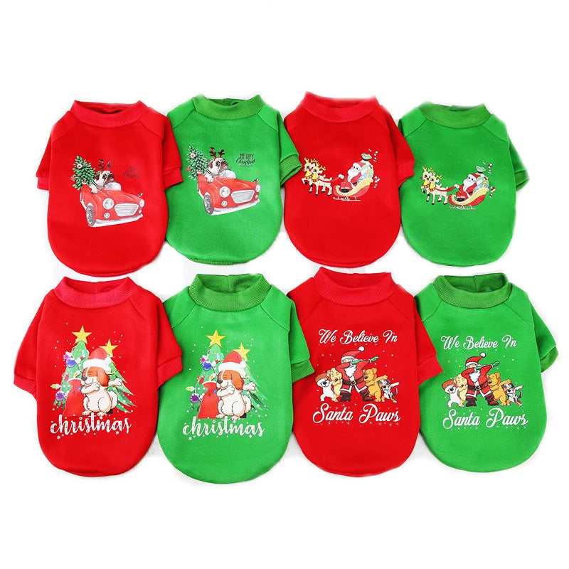 New Year Puppy Dog Christmas Sweater Coat Jacket Costume for Small Medium Dogs & Cats-Eco-Friendly Summer Outdoor Wear
