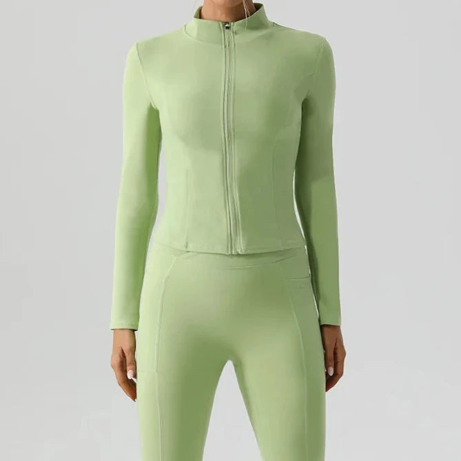 Fitness Zipper Yoga Jacket Workout High Elastic Yoga Top Long Sleeve Yoga Top for Women