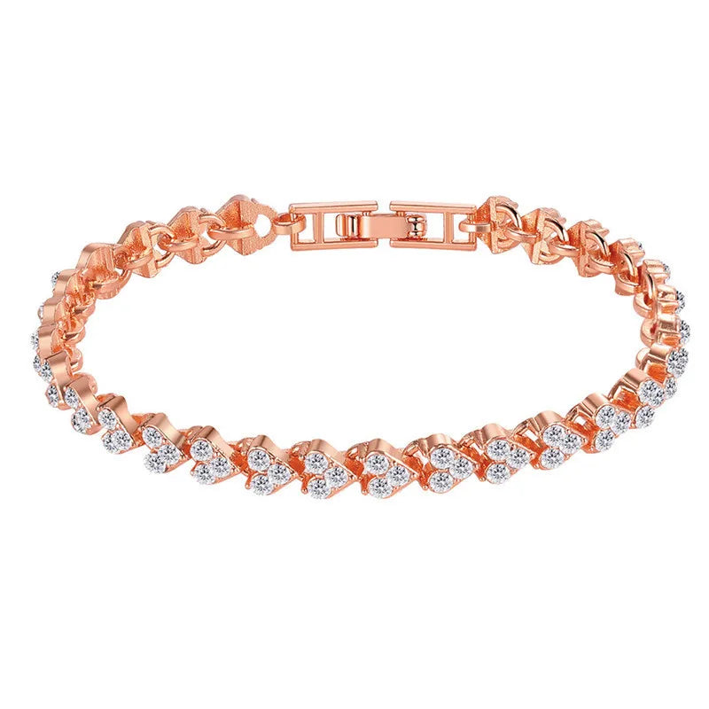 Fashion Jewelry Accessory Set Manufacturer Crystal Bracelet for Women Fashion Heart Chain Bracelets Rhinestone