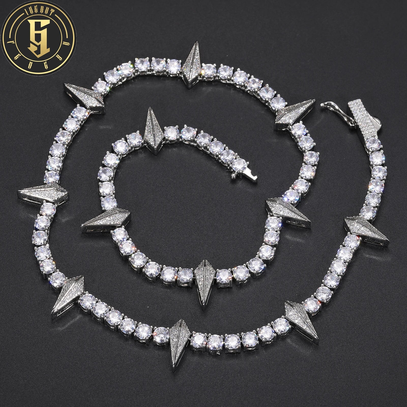Hip Hop Rapper Black Panther 5mm Iced Out Necklace Trend Men Full Diamond Sweater Tennis Chain Pointy Tennis Necklace