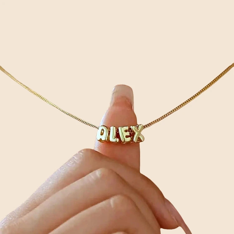 NM1307 Mini Personalized Jewelry Gift Custom Nameplate Necklace 3D Bubble Puff Letter Initial Name Necklace for Women Girls