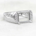 Sterling Silver 8*10mm Semi Mount Men's Ring Frame Empty Blank Claw Setting S925 Base Holder Without Center Stone for DIY Inlay
