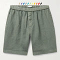 Custom Men's Linen Shorts Mid Waist Solid Pattern Casual Style Straight Leg with Adjustable Drawstring Breathable Woven Weave
