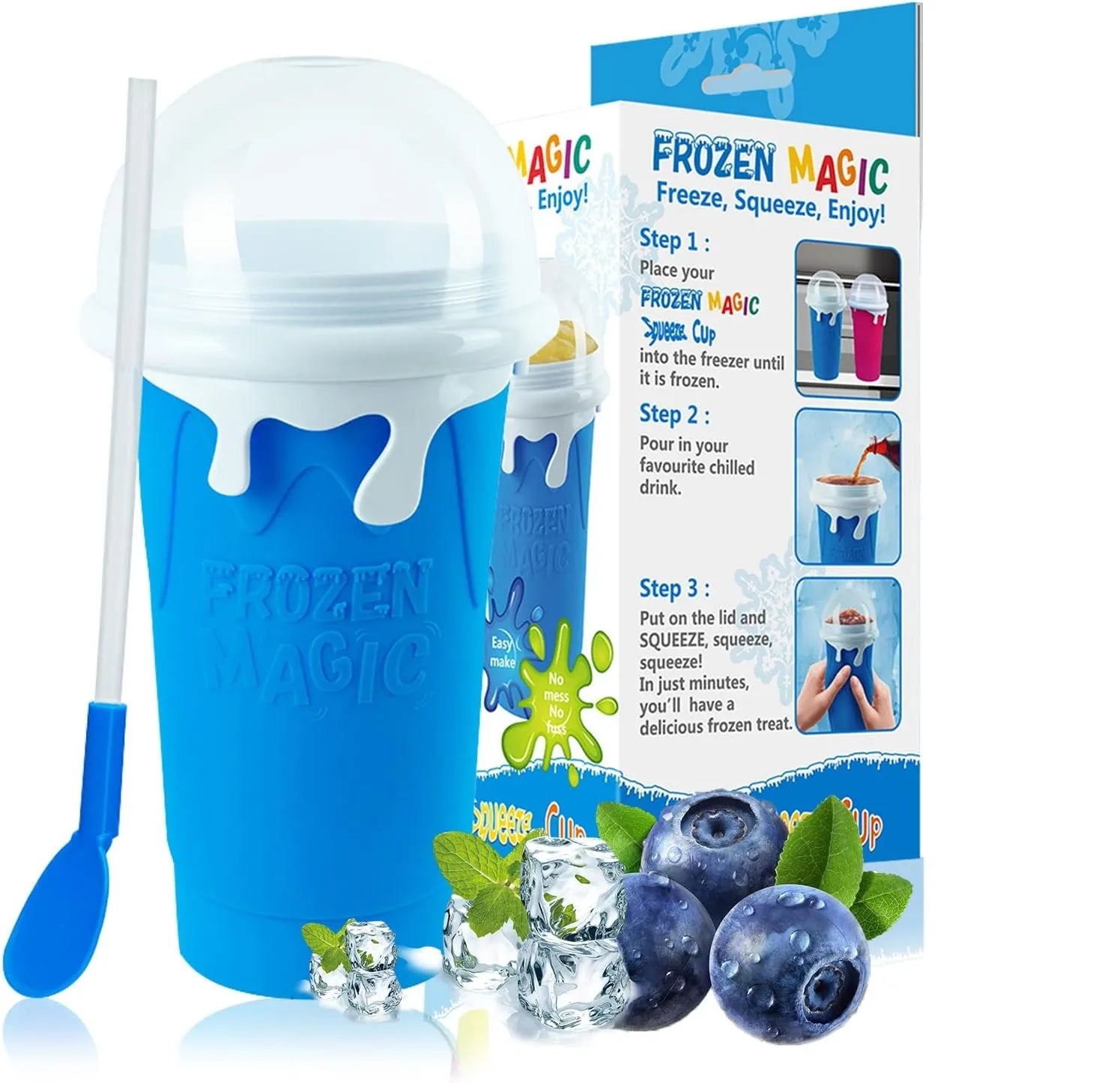 Summer Upgrade Double Layers 17oz/500ml Slushie Cup Maker Squeeze  Quick Frozen Magic Slushy Ice Cup for Smoothies Slushies