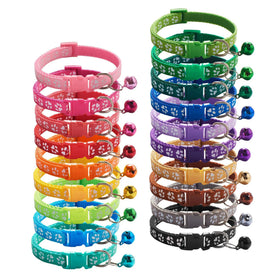 Manufacturer Wholesale Cat Cat Collars Hot Dog Footprints Design Multicolor Adjustable Polyester Breakaway Bell Patch Included