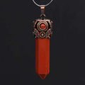 2026 Leaf Hexagon Column Crystal Pillar Red jasper Healing Point Pendant Vintage Couple Necklaces Men Women Jewelry